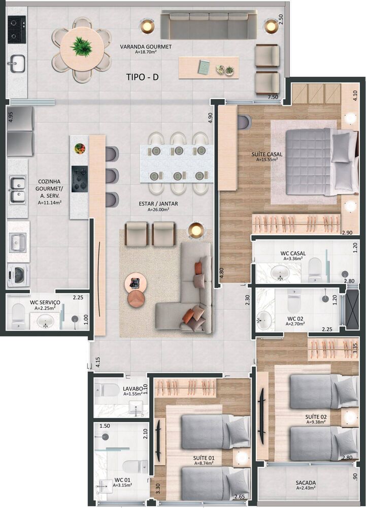 Apartamento, 4 quartos, 233117 m² - Foto 7