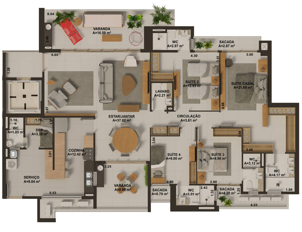 Apartamento, 4 quartos, 205302 m² - Foto 8