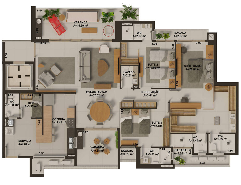 Apartamento, 4 quartos, 205302 m² - Foto 7