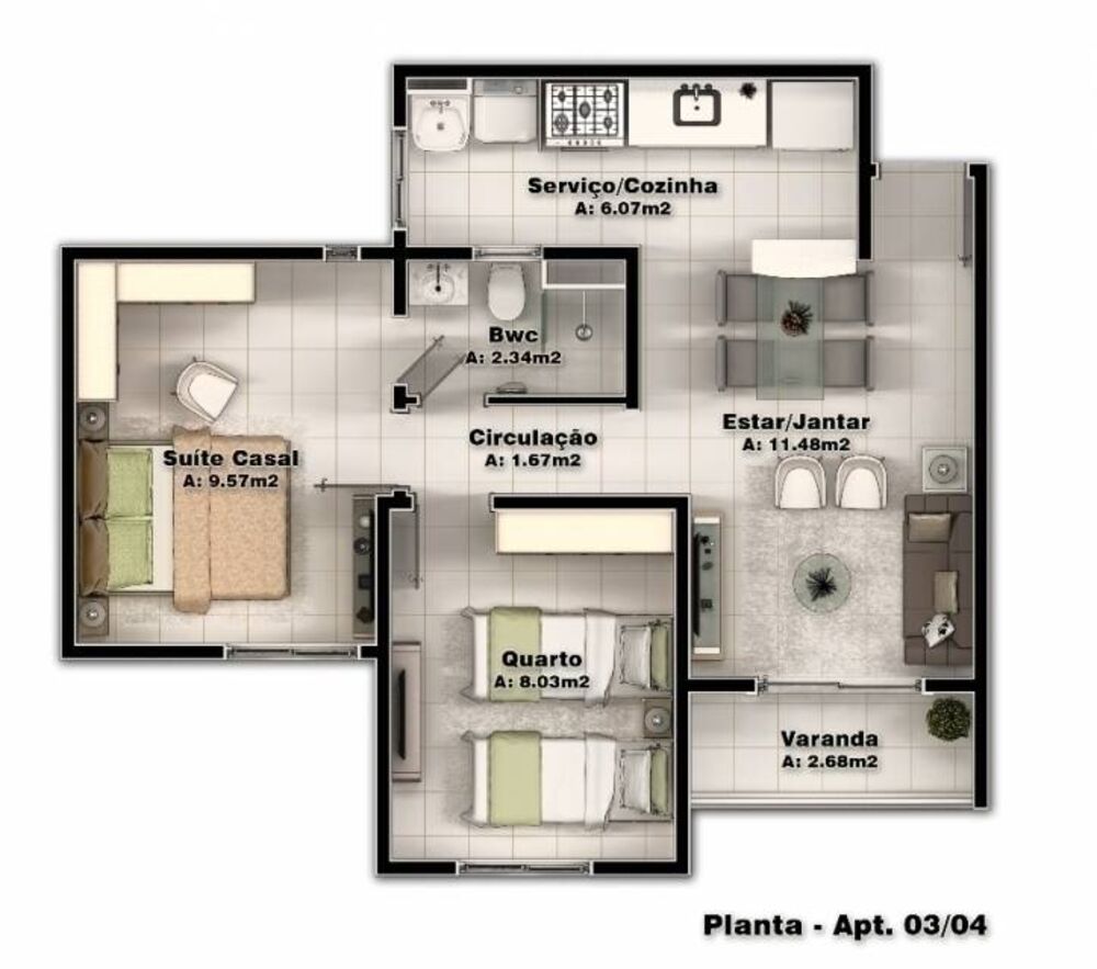 Apartamento à venda com 2 quartos, 58m² - Foto 4