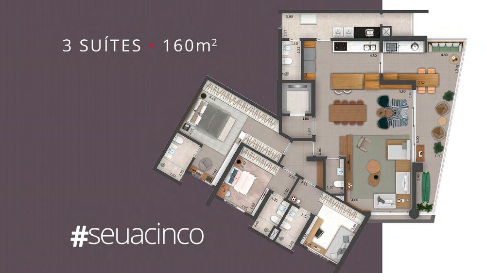 Apartamento à venda com 3 quartos, 160m² - Foto 2