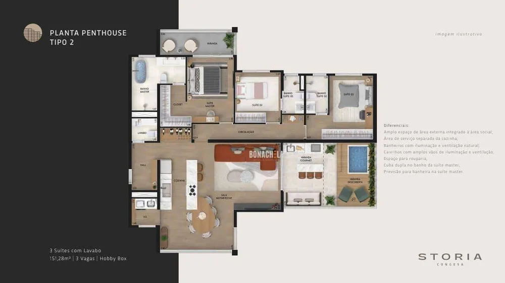 Apartamento, 3 quartos, 151 m² - Foto 2