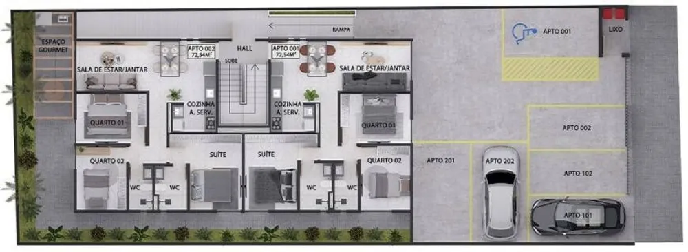 Apartamento, 3 quartos, 72 m² - Foto 3