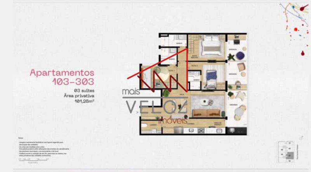 Apartamento à venda com 3 quartos, 101m² - Foto 2