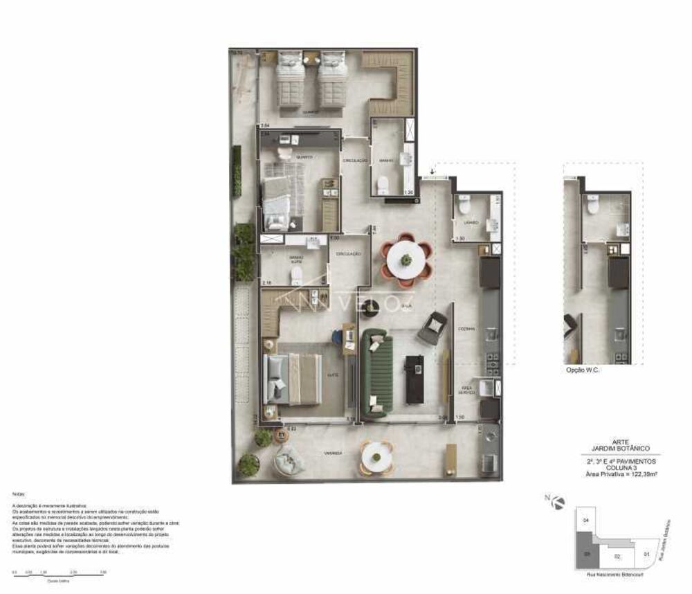 Apartamento à venda com 3 quartos, 122m² - Foto 2