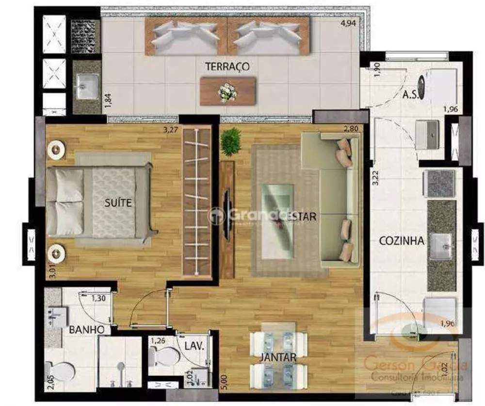 Apartamento, 1 quarto, 60 m² - Foto 1