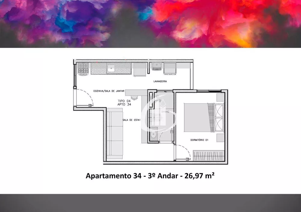 Apartamento, 1 quarto, 26 m² - Foto 1