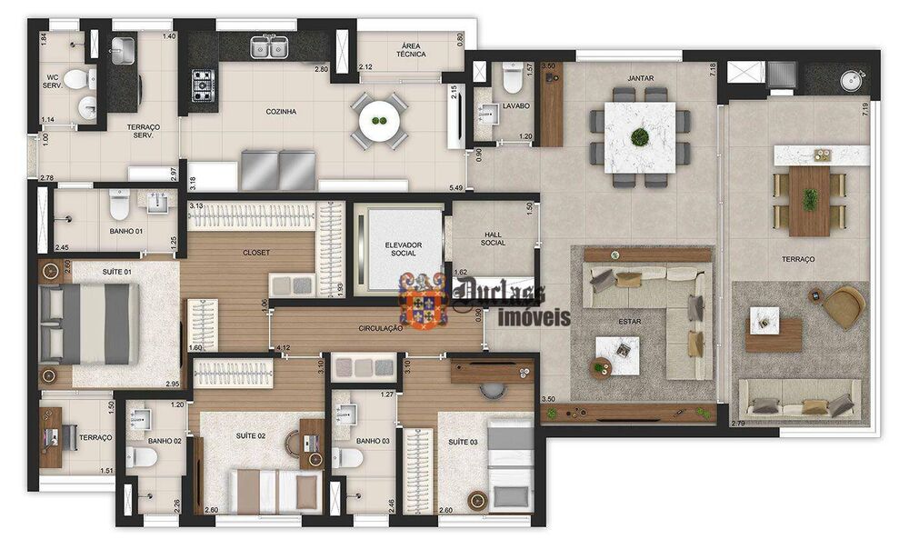 Apartamento, 3 quartos, 141 m² - Foto 2