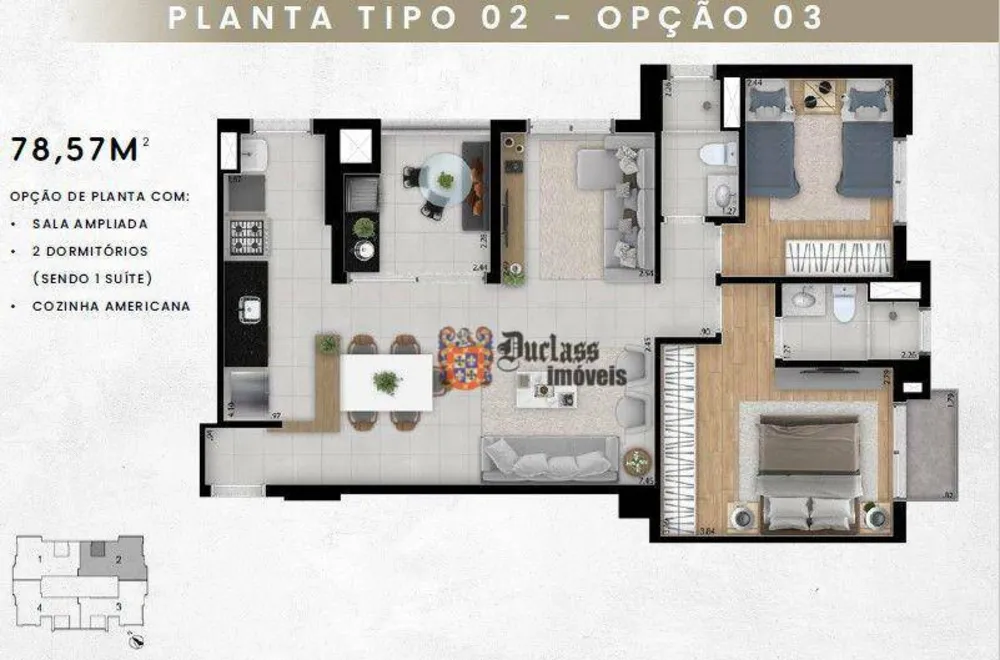 Apartamento, 3 quartos, 77 m² - Foto 3