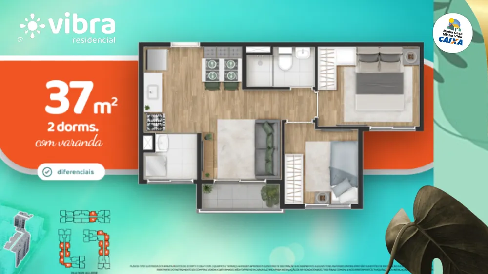 Apartamento, 2 quartos, 37 m² - Foto 1