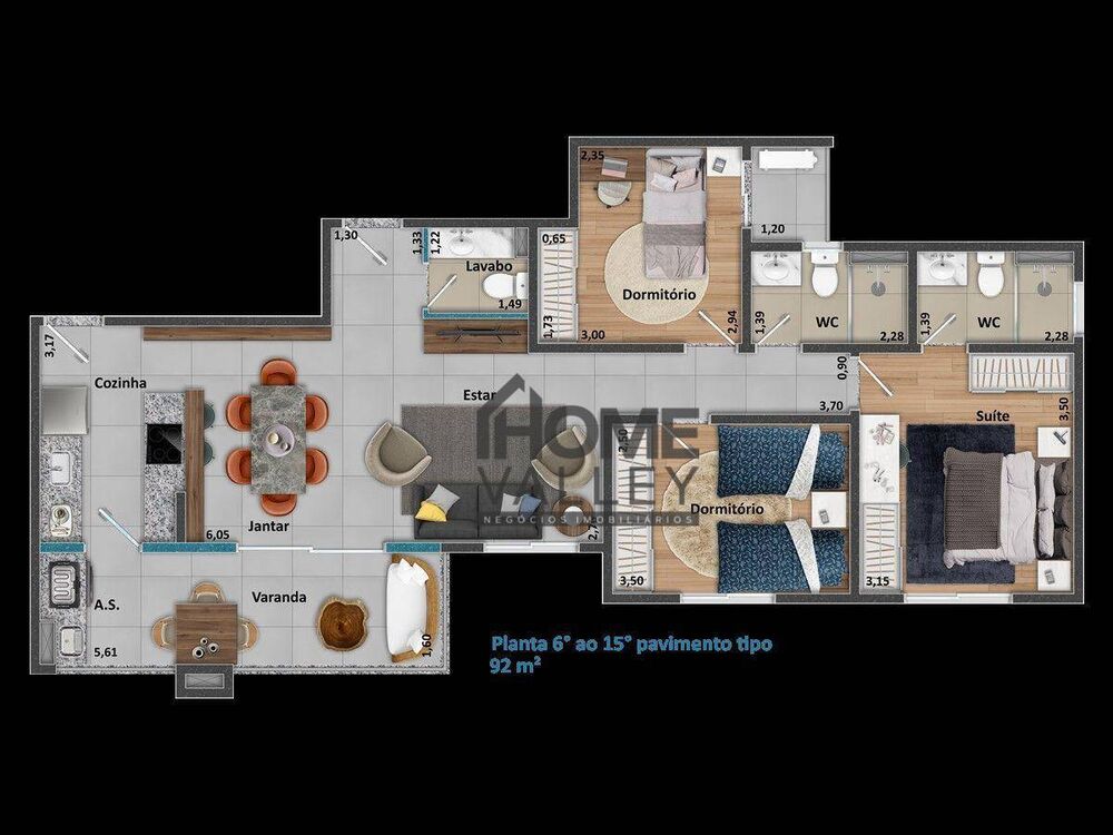 Apartamento, 3 quartos, 92 m² - Foto 1