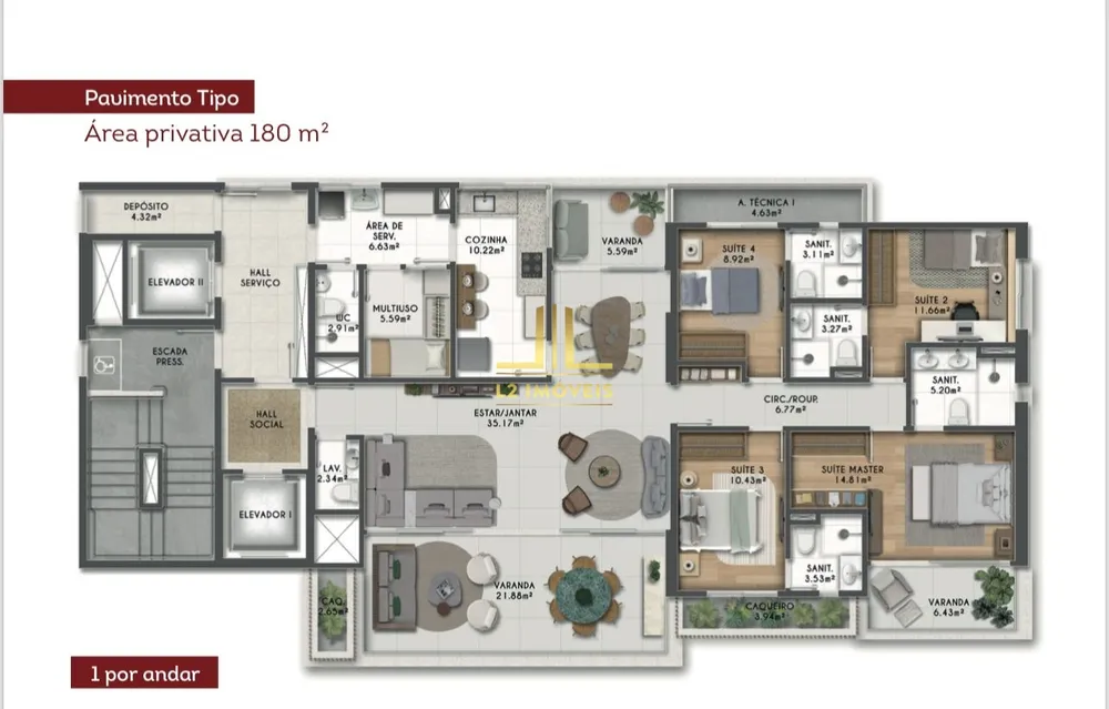 Apartamento, 4 quartos, 180 m² - Foto 2