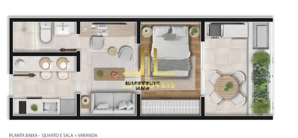 Apartamento, 1 quarto, 34 m² - Foto 2