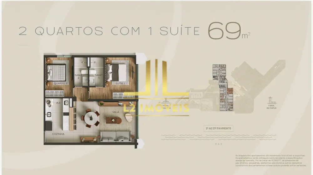 Apartamento, 2 quartos, 69 m² - Foto 2