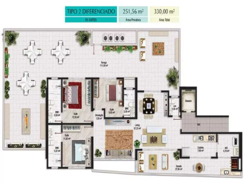 Apartamento à venda com 3 quartos, 150m² - Foto 9