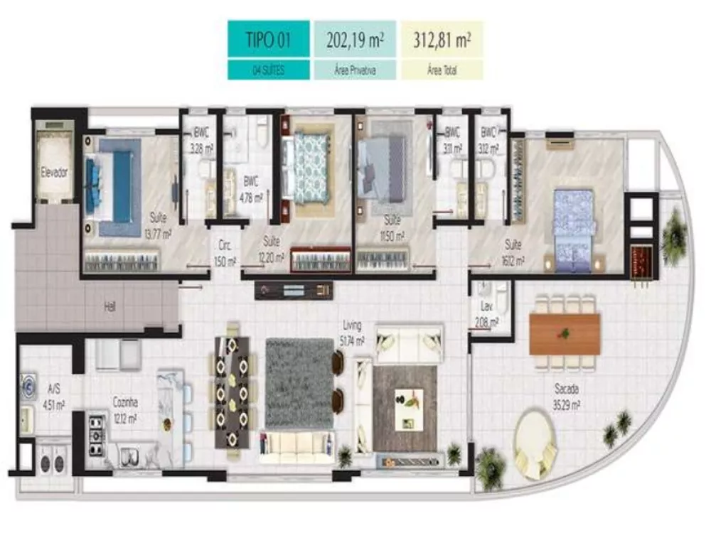 Apartamento à venda com 3 quartos, 150m² - Foto 8