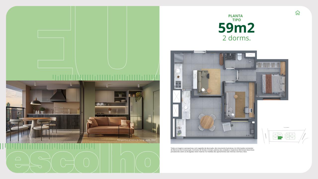 Apartamento à venda com 2 quartos, 59m² - Foto 3