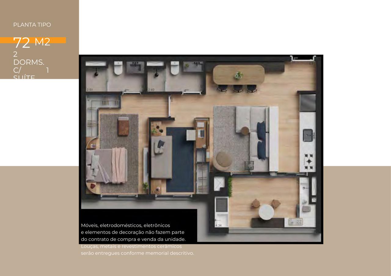 Apartamento, 2 quartos, 72 m² - Foto 3