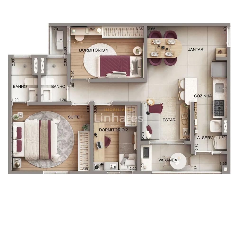 Apartamento, 3 quartos, 66 m² - Foto 9