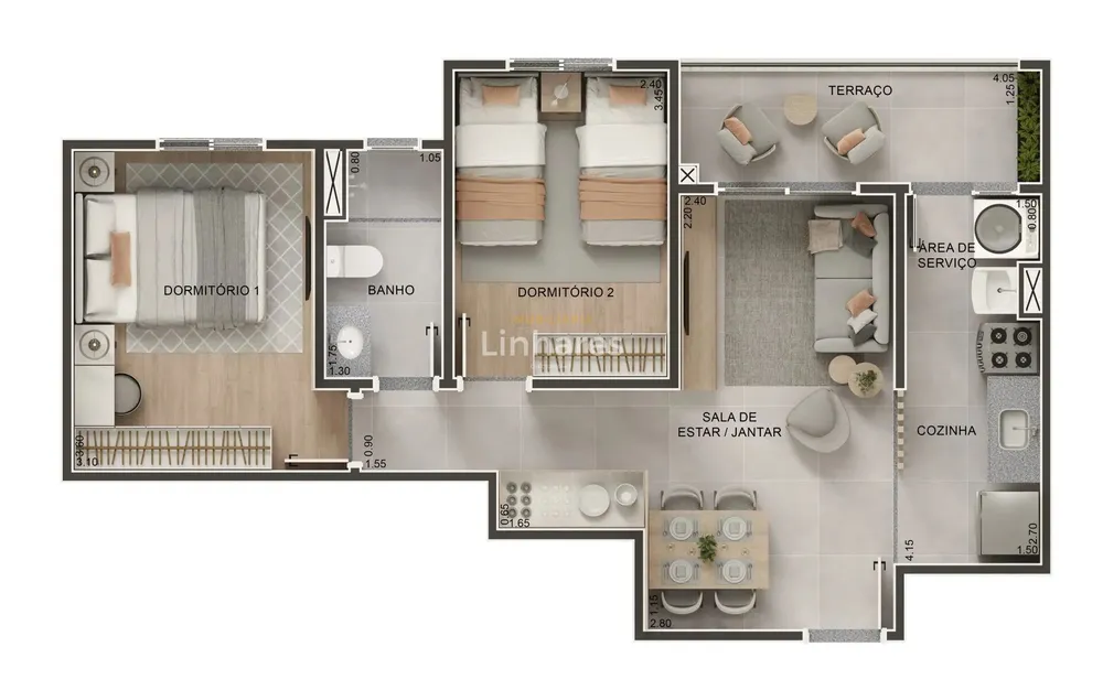 Apartamento, 2 quartos, 54 m² - Foto 2