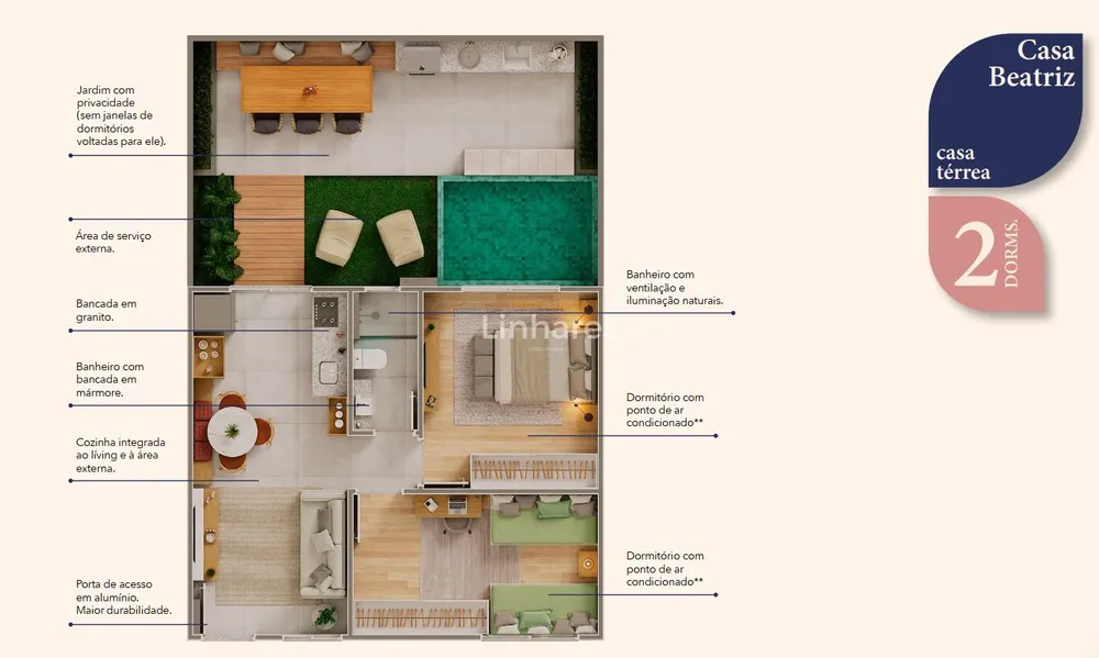 Casa, 2 quartos, 44 m² - Foto 2