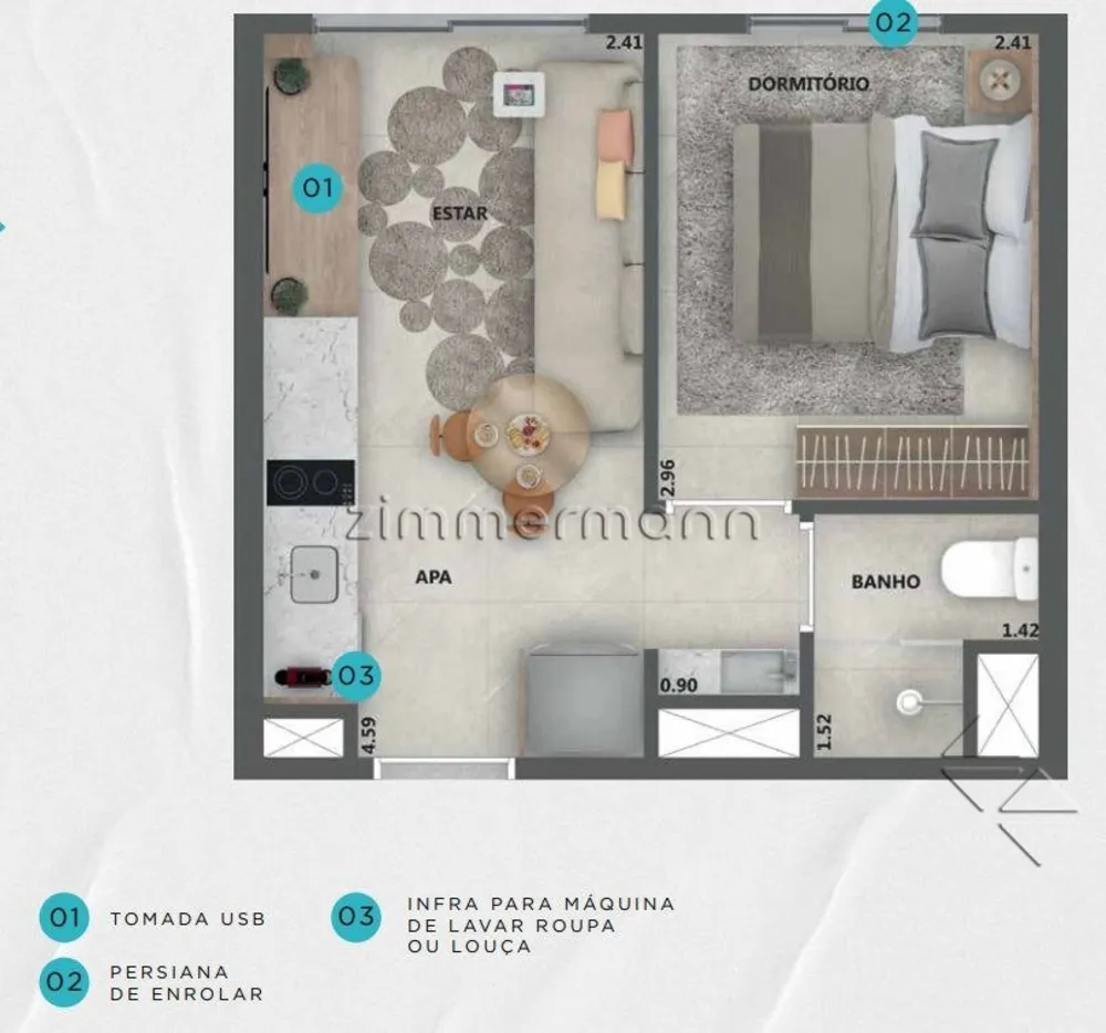 Apartamento, 1 quarto, 24 m² - Foto 2