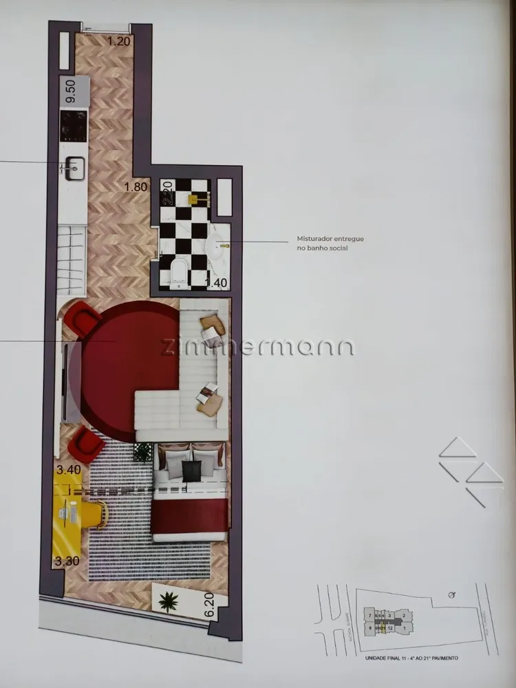 Apartamento, 1 quarto, 29 m² - Foto 3