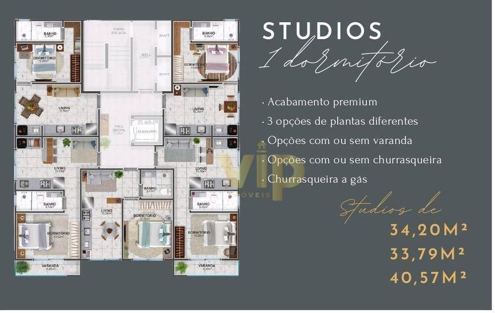 Apartamento à venda com 1 quarto, 34m² - Foto 3
