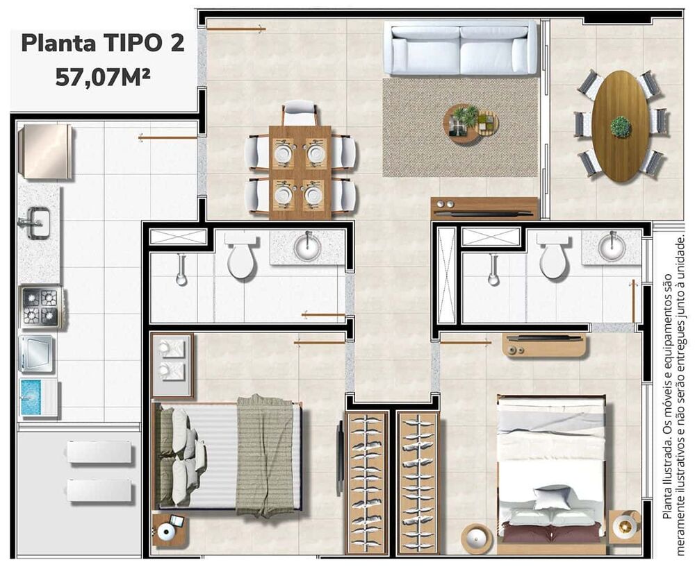 Apartamento, 2 quartos, 56 m² - Foto 12