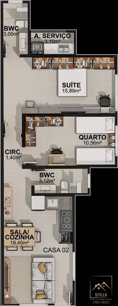 Casa, 2 quartos, 72 m² - Foto 9