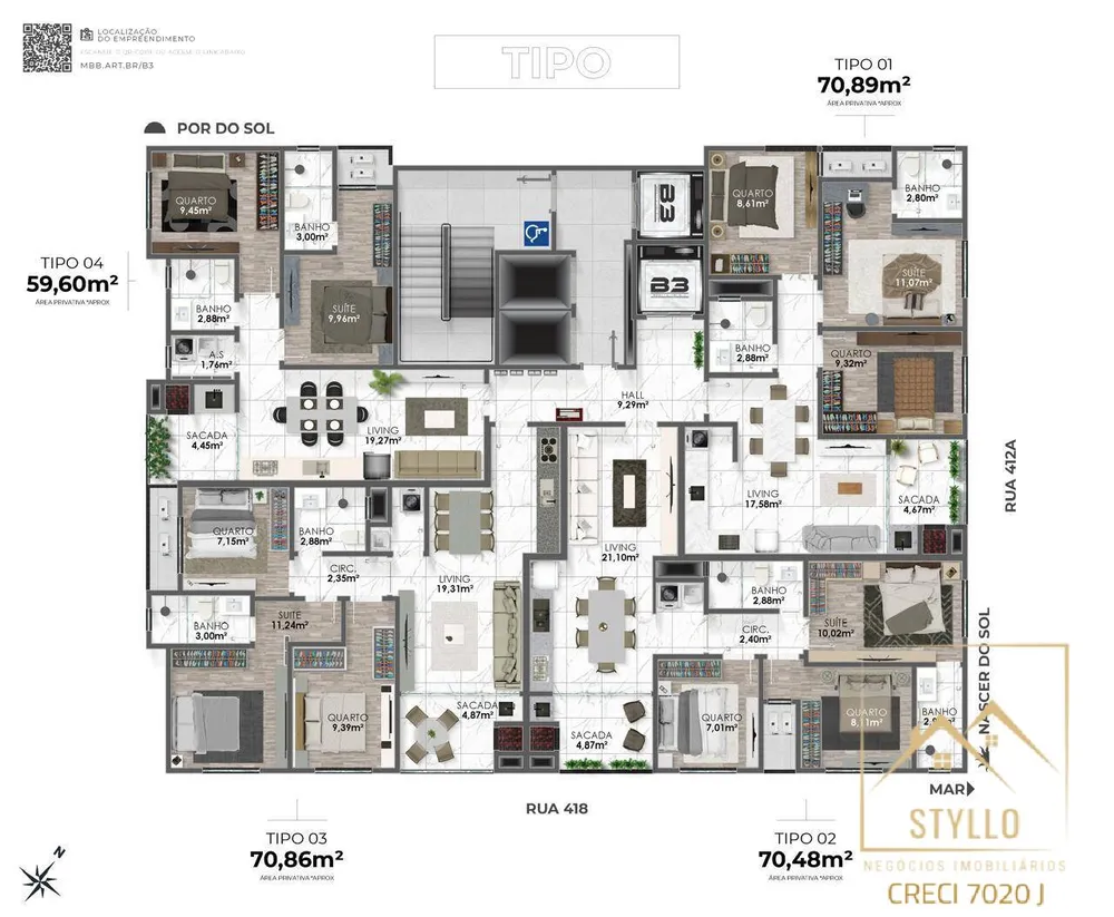 Apartamento, 3 quartos, 70 m² - Foto 3