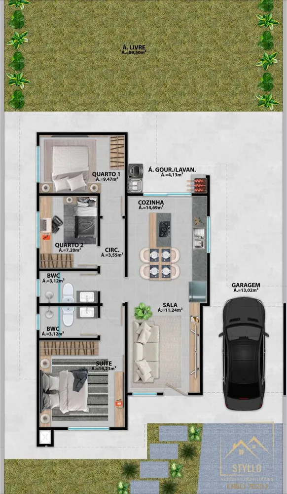 Casa, 3 quartos, 98 m² - Foto 2
