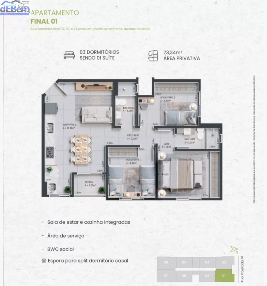 Apartamento, 3 quartos, 73 m² - Foto 4