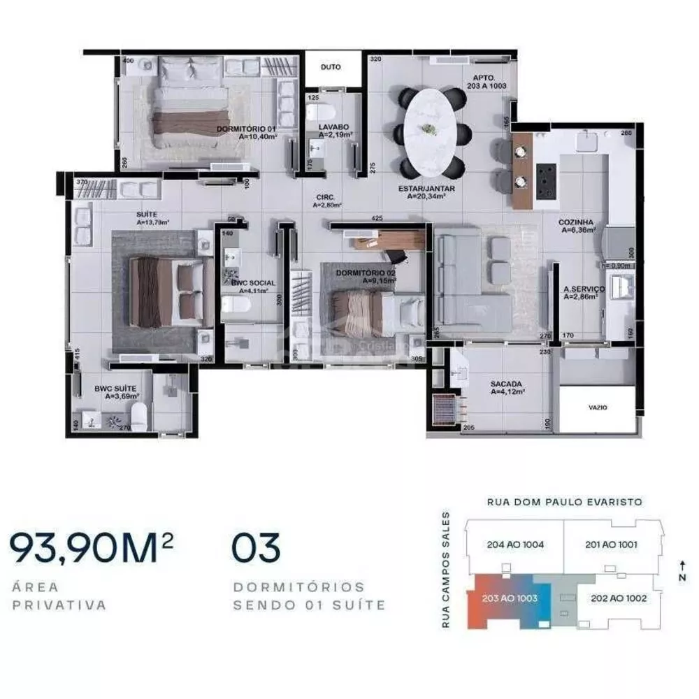 Apartamento, 3 quartos, 94 m² - Foto 2