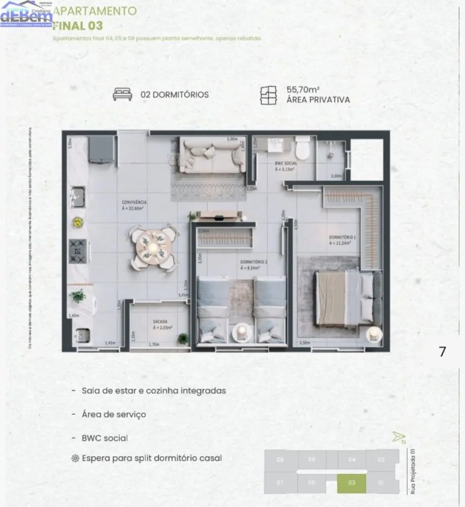 Apartamento, 2 quartos, 55 m² - Foto 3