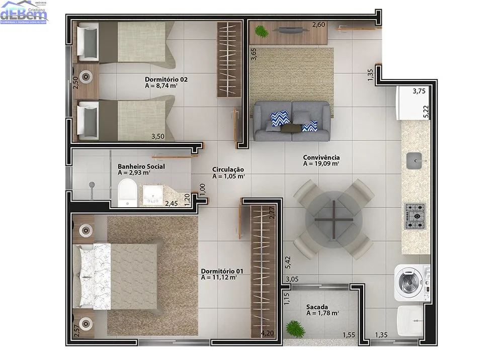Apartamento, 2 quartos, 52 m² - Foto 7