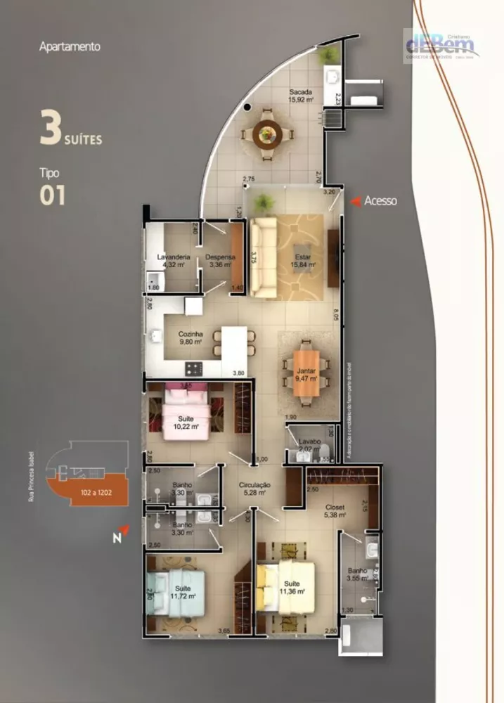 Apartamento, 3 quartos, 133 m² - Foto 2