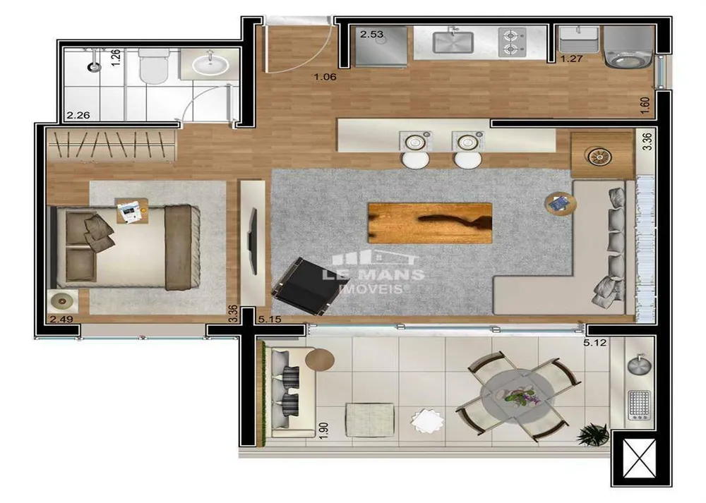 Apartamento, 1 quarto, 54 m² - Foto 11