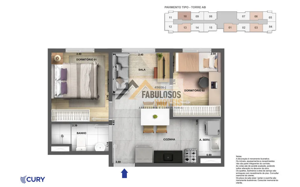 Apartamento, 2 quartos, 34 m² - Foto 9