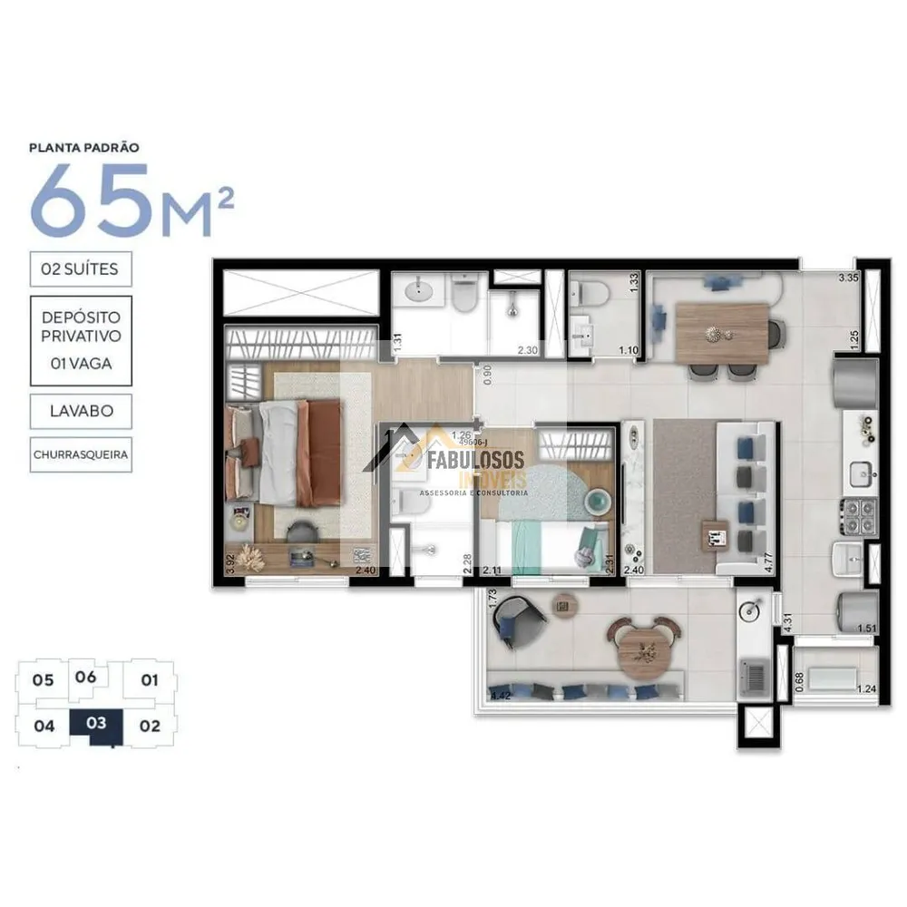 Apartamento, 2 quartos, 65 m² - Foto 2