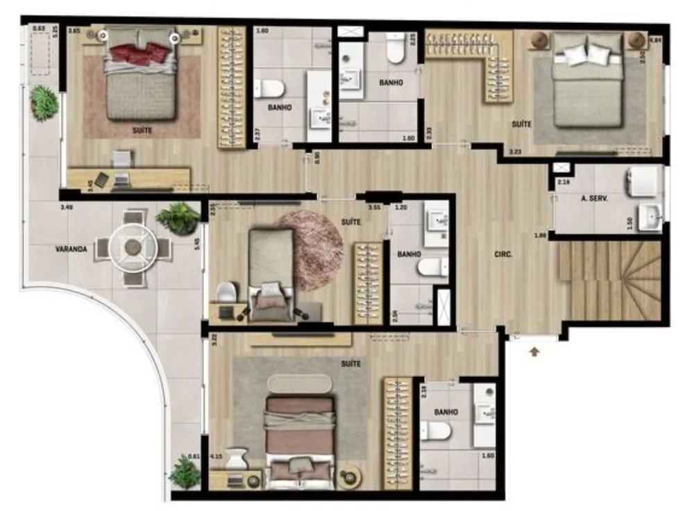 Cobertura, 3 quartos, 261 m² - Foto 19
