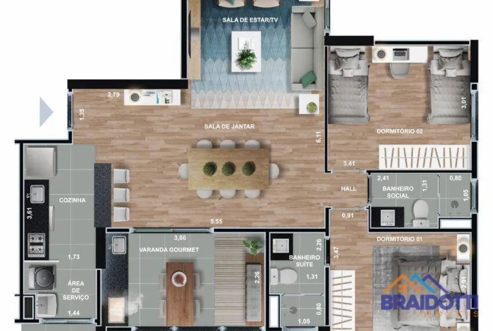 Apartamento, 3 quartos, 83 m² - Foto 2