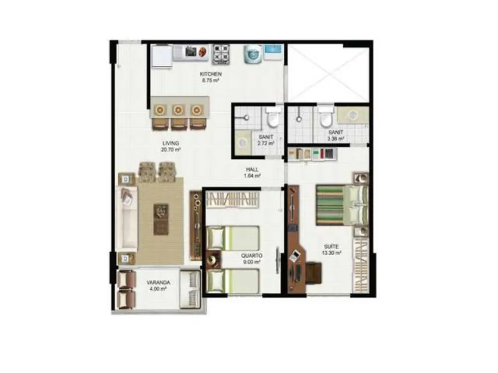 Apartamento, 2 quartos, 70 m² - Foto 2