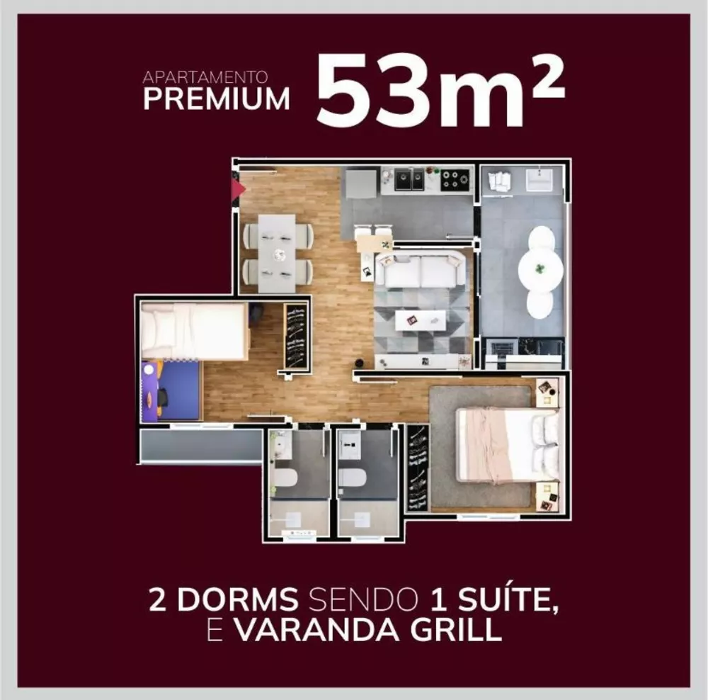 Apartamento, 2 quartos, 53 m² - Foto 1
