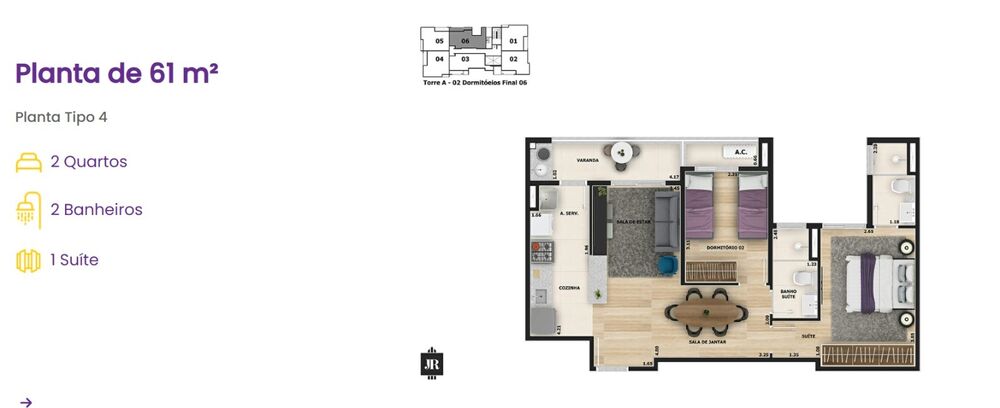 Apartamento à venda com 2 quartos, 61m² - Foto 8