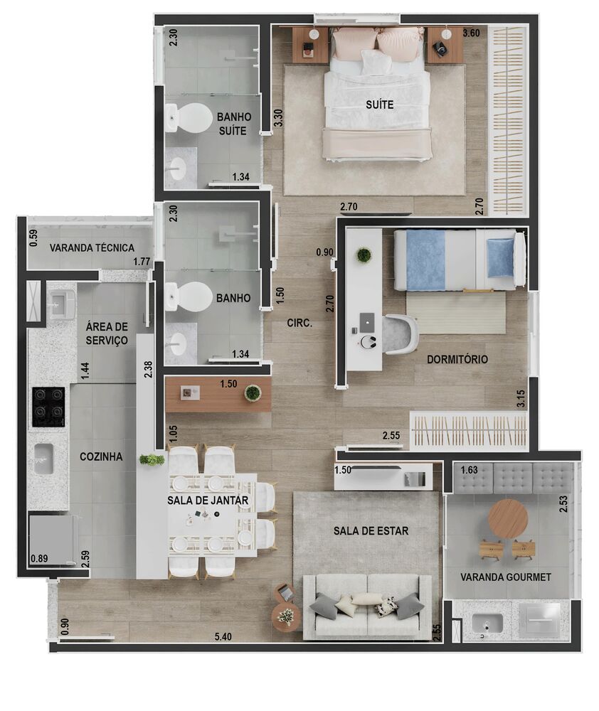 Apartamento, 2 quartos, 61 m² - Foto 8