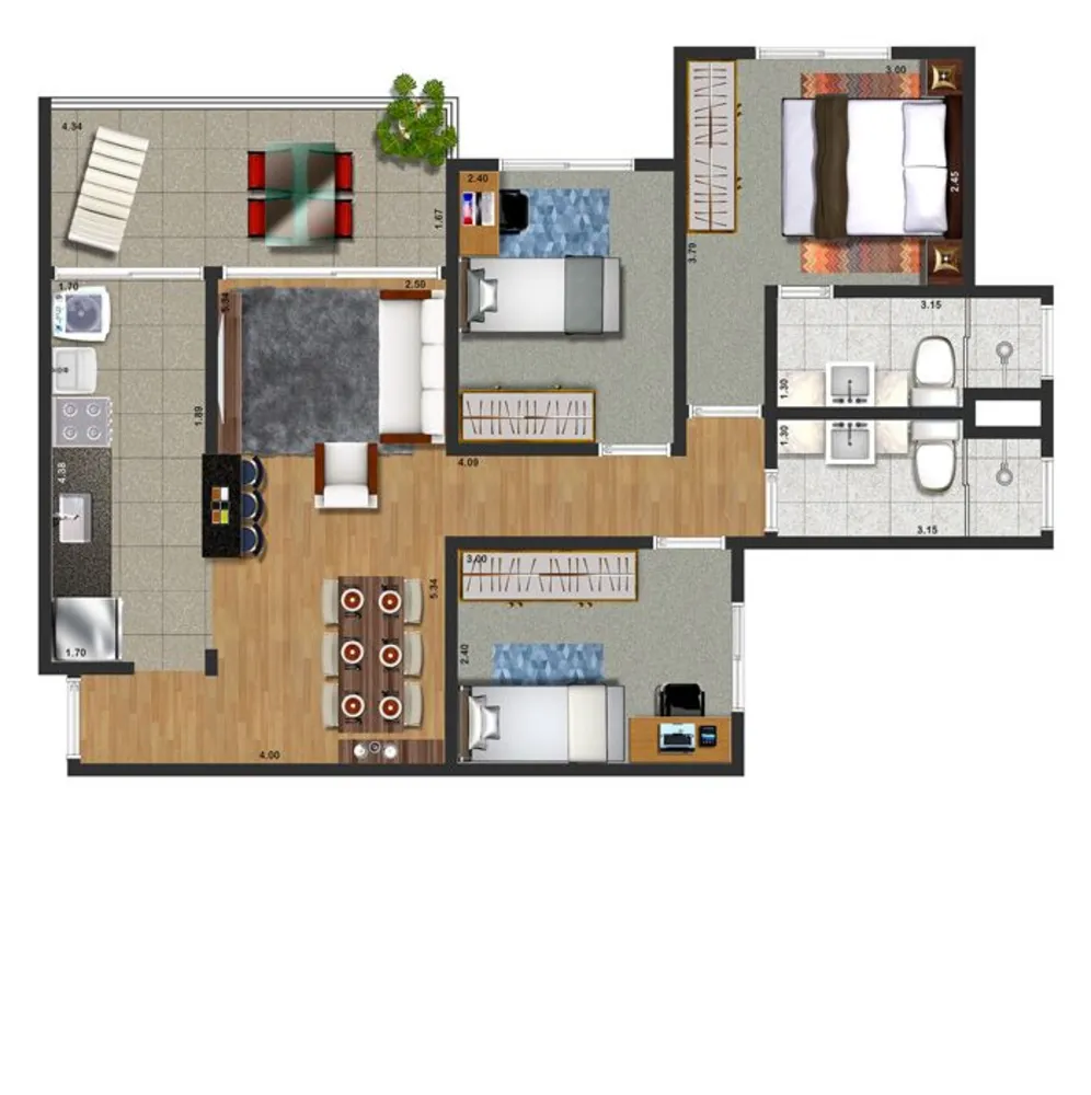 Apartamento, 3 quartos, 72 m² - Foto 2