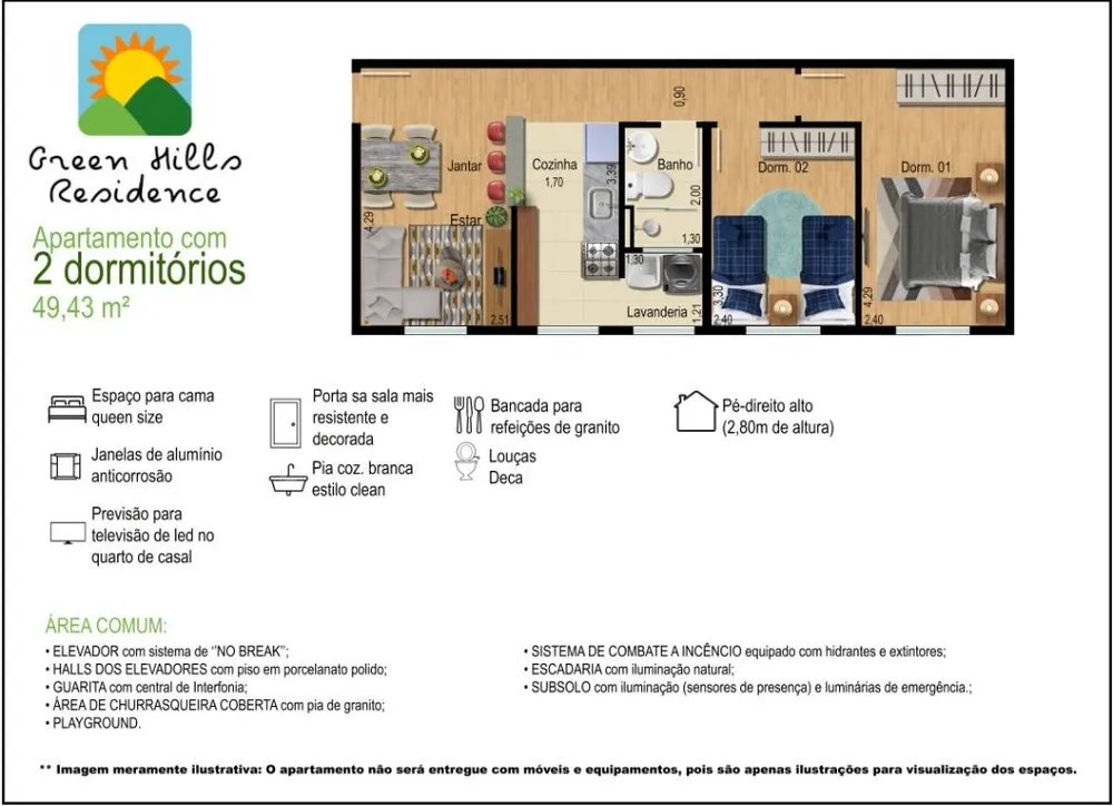Apartamento, 2 quartos, 49 m² - Foto 2