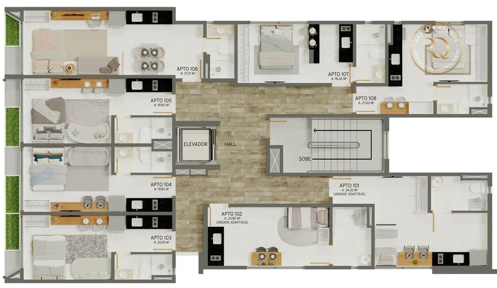 Apartamento, 1 quarto, 20 m² - Foto 2