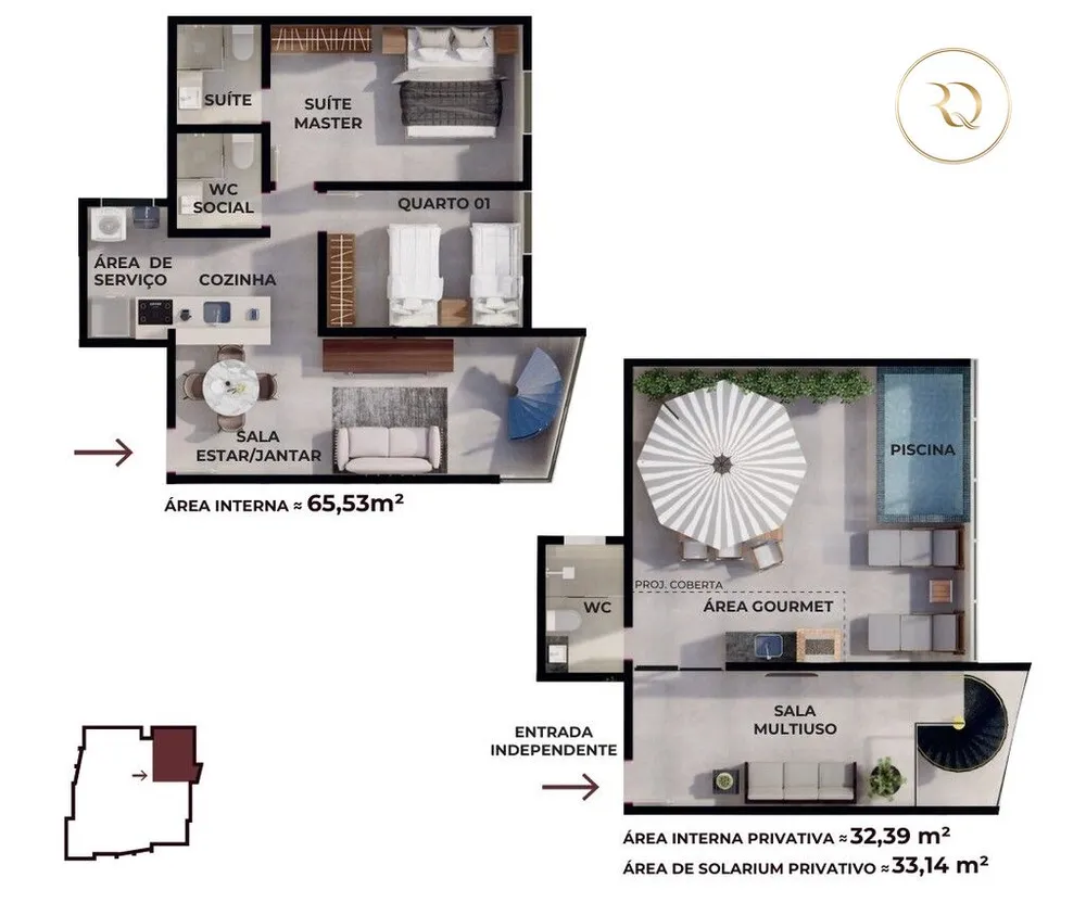 Cobertura, 2 quartos, 57 m² - Foto 1